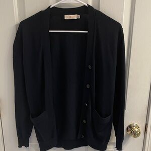 Tory Burch Navy Merino Wool Cardigan